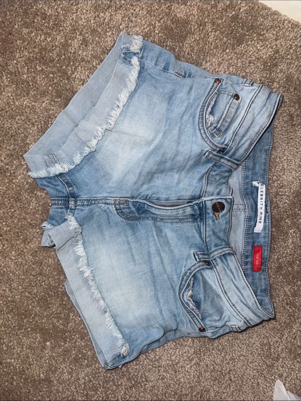 Celebrity Pink, The Honey Light Wash Distressed Denim Shorts